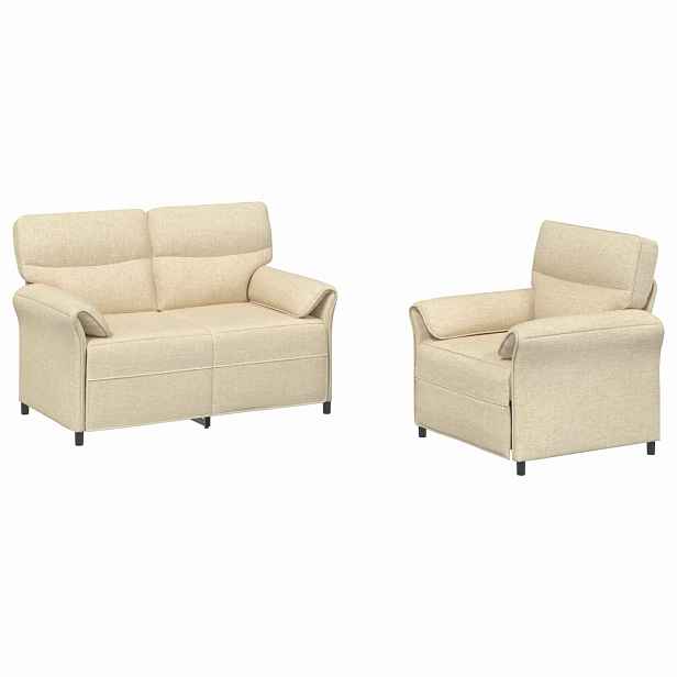 vidaXL Set pohovek 2 ks Krémová Textil