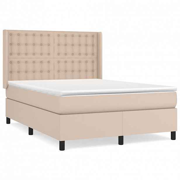 vidaXL Box spring postel s matrací cappuccino 140x200 cm umělá kůže
