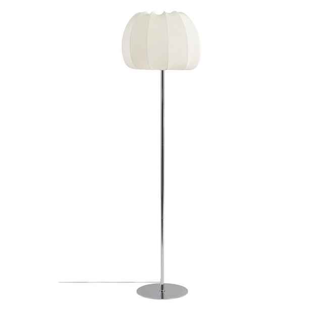 Bílá/v leskle stříbrné barvě látková stojací lampa (výška 150 cm) Pion – Jotex