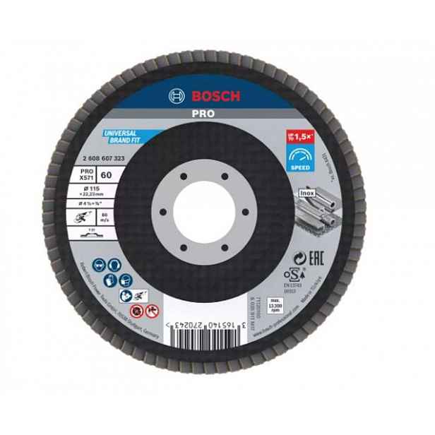 Bosch - Lamelový brusný kotouč na ocel, P60, průměr 115 mm 2608607323