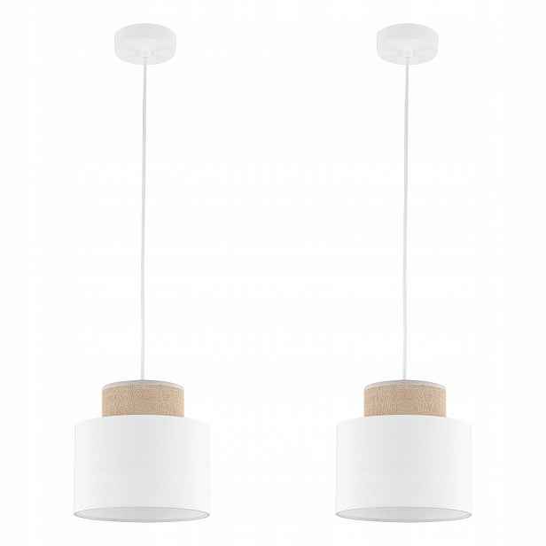 Tk Lighting Sada 2x Závěsná lampa E27 15W Bílá Moderní Nastavitelná
