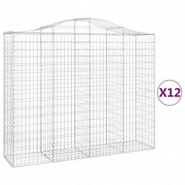 vidaXL Klenuté gabionové koše 12ks 200x50x160/180cm pozinkované železo