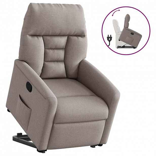 vidaXL Zvedací polohovací křeslo taupe textil