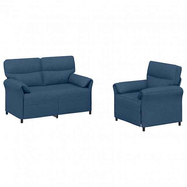 vidaXL Set pohovek 2 ks Modrá Textil