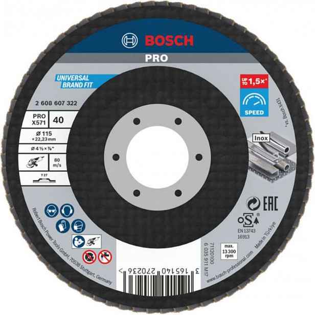 Bosch - Lamelový brusný kotouč na ocel, P40, průměr 115 mm 2608607322