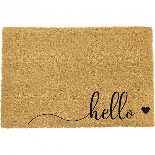 Černá rohožka z přírodního kokosového vlákna Artsy Doormats Hello Scribble, 40 x 60 cm