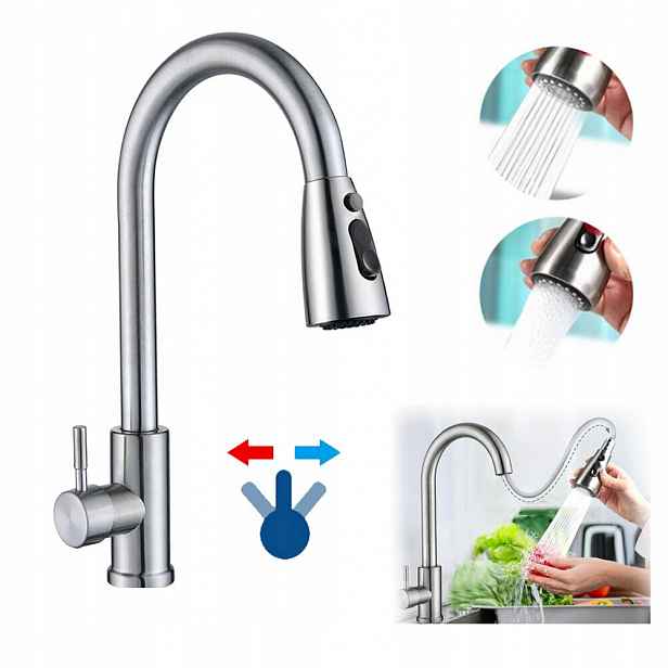 Kuchyňská Dřezová Baterie Flexibilní Ramínko S 2x Hadicí 70 cm 3/8"