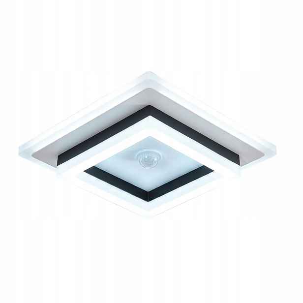 Stropní svítidlo s pohybovým senzorem, Led stropní svítidlo, černé, čtvercové, 26W, 6500K