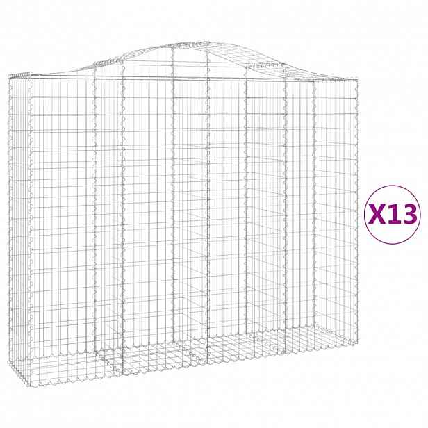 vidaXL Klenuté gabionové koše 13ks 200x50x160/180cm pozinkované železo
