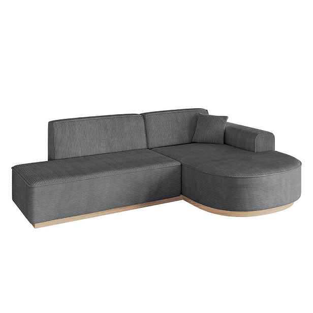 ALTDECOR ROHOVÁ SEDAČKA s otomanem, pravá ARRIO-L1 243x171x83 Tmavě šedá Manšestr
