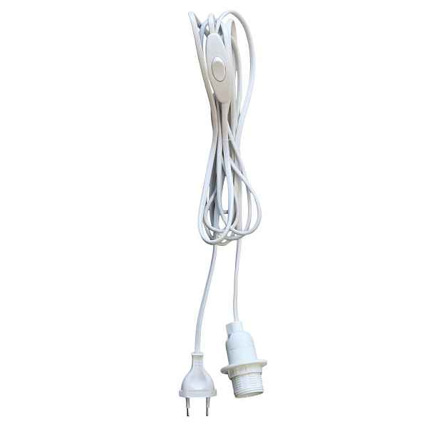Bílá šňůra / kabel na lampu s vypínačem ON/ OFF - 4m / E14 Chic Antique