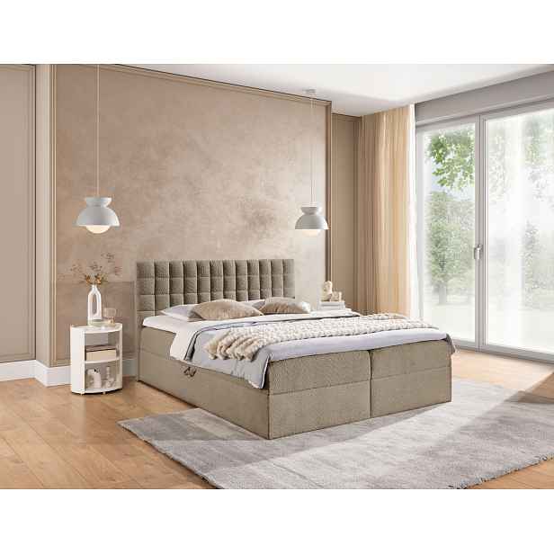 Manželská boxspringová postel 180x200 SALOMA - šedá + topper