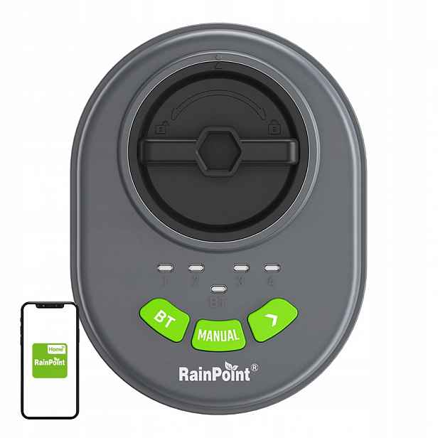 RainPoint Inteligentní 4-zónový ovladač zavlažovačů s aplikací Bluetooth