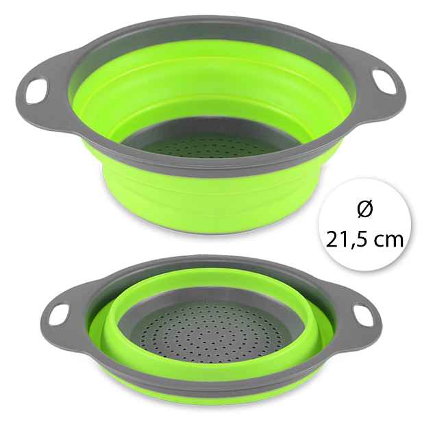 Royal Kitchen TFY JM-706 Skládací silikonový cedník, 21,5 cm, zelená