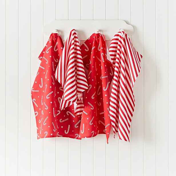 Bavlněné utěrky s vánočním motivem v sadě 4 ks 50x70 cm Candy Cane – Catherine Lansfield