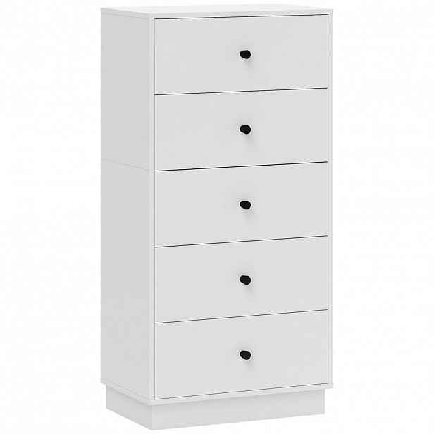 HOMCOM KOMODA Sideboard s 5 zásuvkami Skříňka z dřevotřísky 47 x 29 x 95 cm Bílá