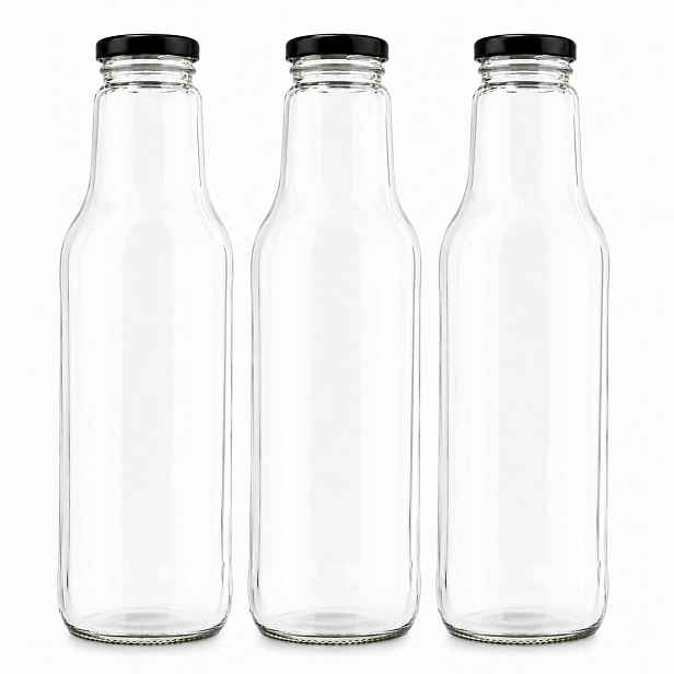 42 x skleněná láhev 750 ml uzávěr fi 43 černý/na džusy, sirupy a těstoviny