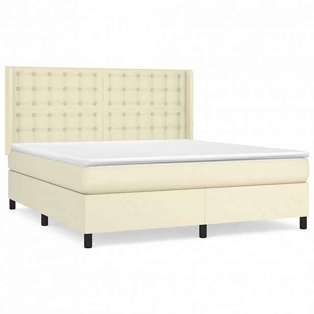 vidaXL Box spring postel s matrací krémová 160x200 cm umělá kůže