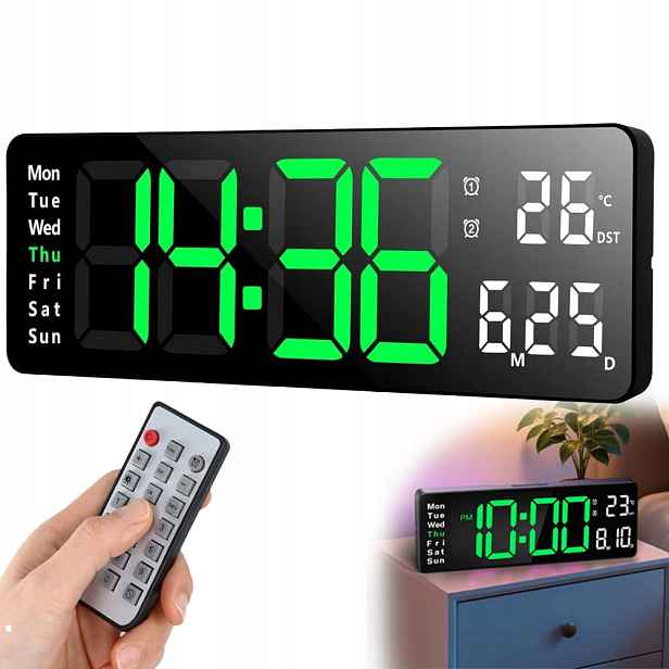 Budík Hodiny Digitální Velký Led Displej Teploměr Datum