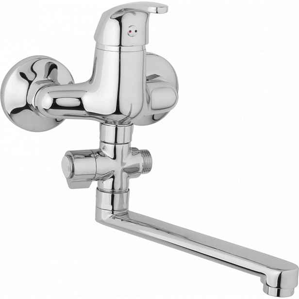 JB Sanitary Nástěnná umyvadlová a sprchová baterie SLIM, rozteč 100 mm, otočný přepínač, bez příslušenství, ramínko 300 mm A10 32 10
