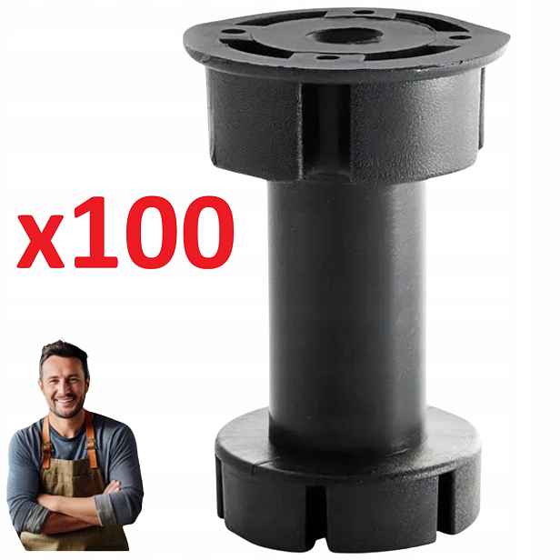 Nábytková noha černá Pvc H-100 mm 87-120 mm Kuchyňská noha 3 dílná 100 ks