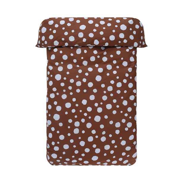 Světle modré/hnědé bavlněné povlečení na dvoulůžko/prodloužené 200x220 cm Rigmor Dot – Jotex