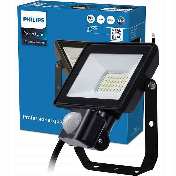 Led reflektor 20W 4000K IP65 Halogenový reflektor s pohybovým senzorem Philips