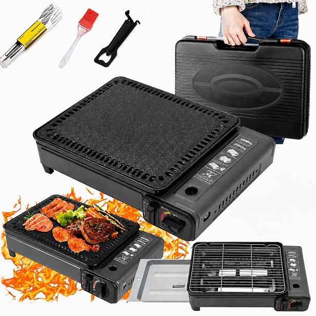 Přenosný plynový vařič Grill Butan Nerezová Ocel Hořák