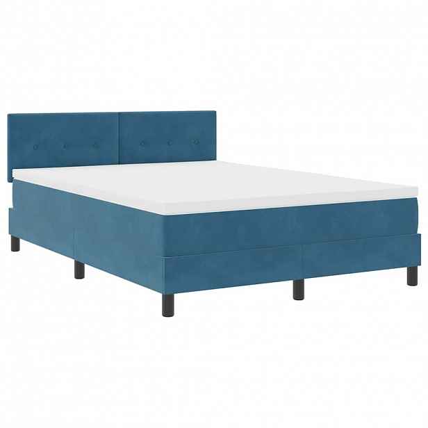 vidaXL LED box pružinová postel s čelo Tmavě modrá 140 x 200 cm samet