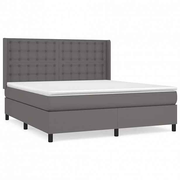 vidaXL Box spring postel s matrací šedá 160x200 cm umělá kůže