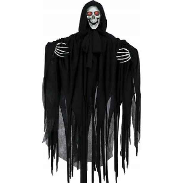 Interaktivní kostlivec 90 cm Led světlo pohyb zvuk Halloween kostlivec
