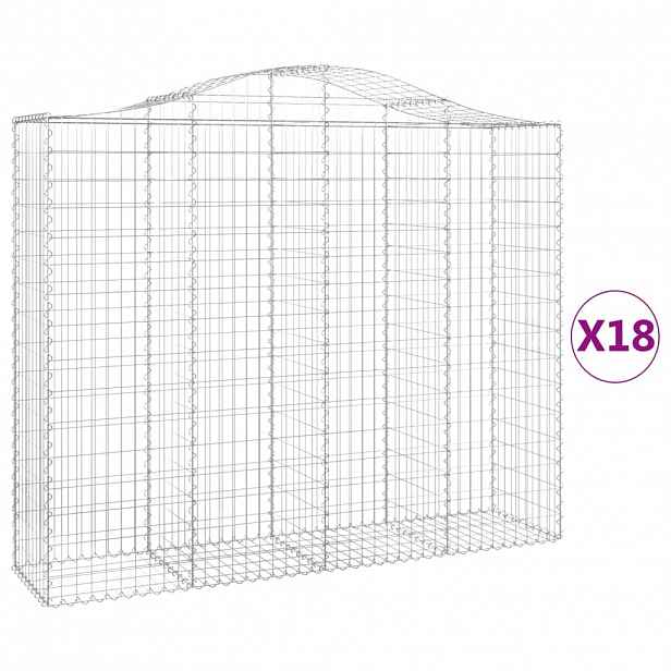 vidaXL Klenuté gabionové koše 18ks 200x50x160/180cm pozinkované železo