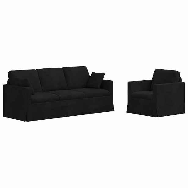 vidaXL Set pohovek 2 ks Černá samet