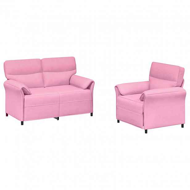 vidaXL Set pohovek 2 ks Růžová Textil