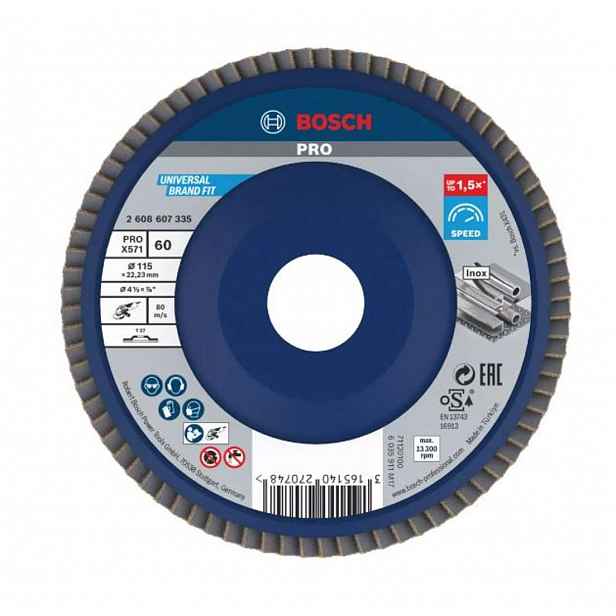 Bosch - Lamelový brusný kotouč na ocel, P60, průměr 115 mm 2608607335