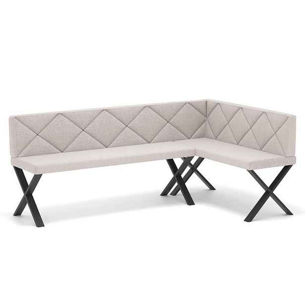 Idohome ROHOVÁ LAVICE VERO X pravá tkanina prošívaná, 142/196 cm, krémová
