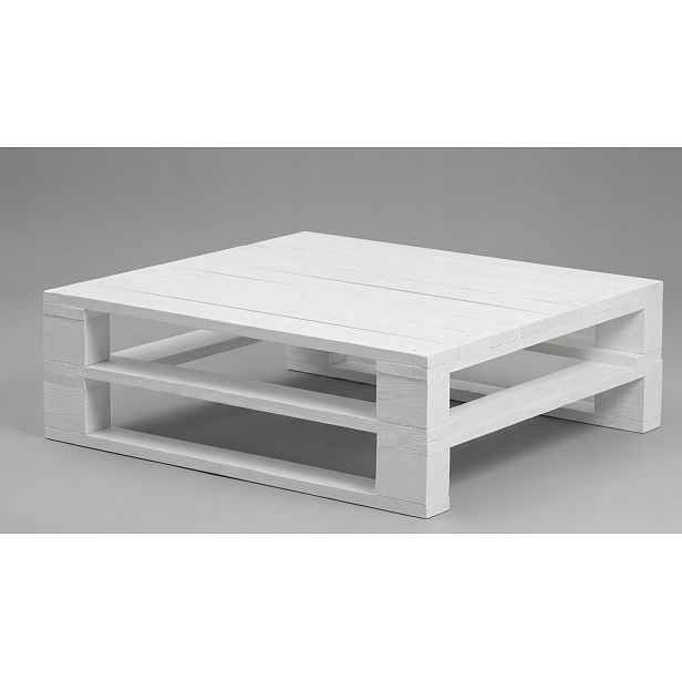 Kávový stolek Bílý 100% masivní dřevo 60 x 60 cm Stolík na paletový vzor