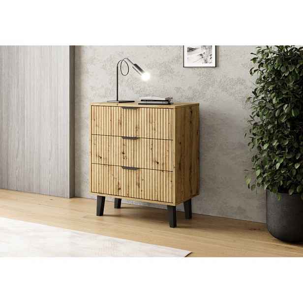 Komoda se šuplíky SITIVE SLIM - dub artisan / černá
