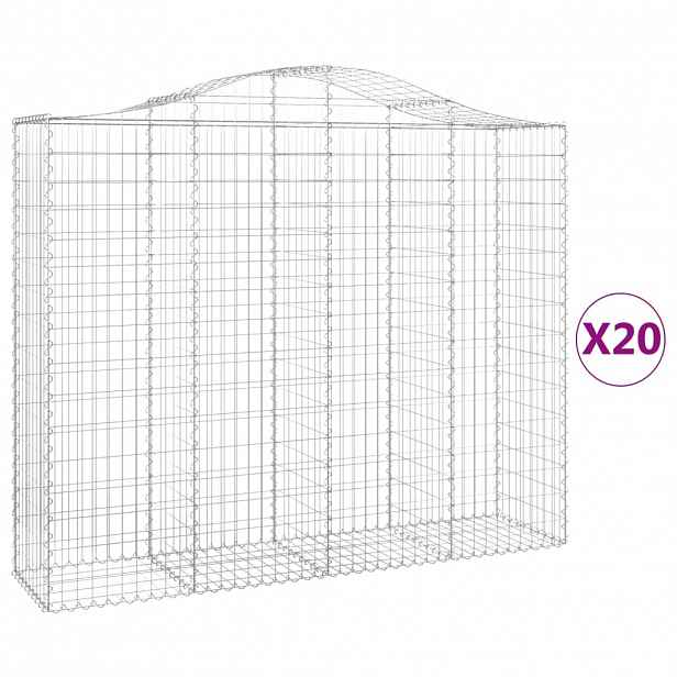 vidaXL Klenuté gabionové koše 20ks 200x50x160/180cm pozinkované železo