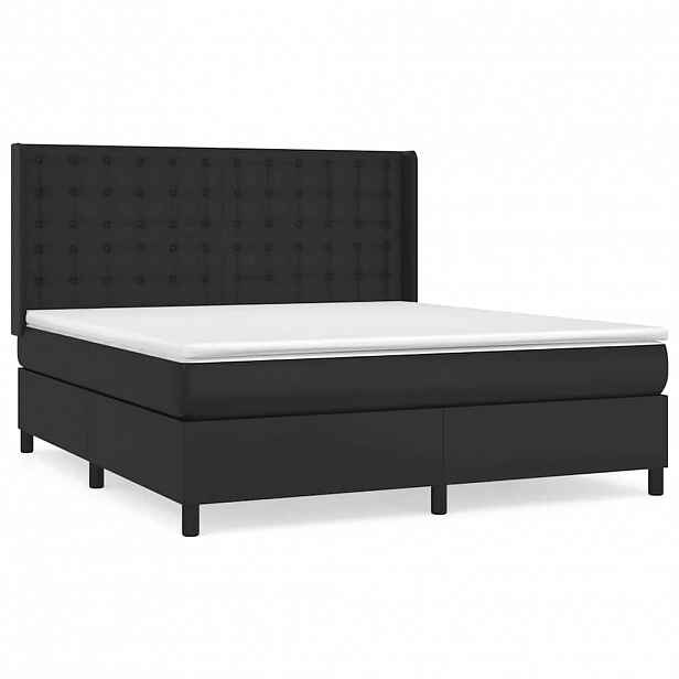 vidaXL Box spring postel s matrací černá 180x200 cm umělá kůže