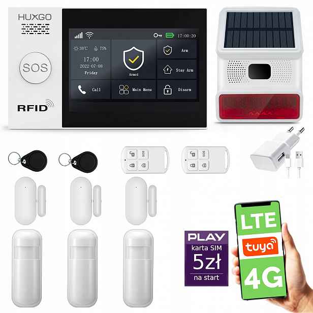 Bezdrátový alarm WiFi Gsm 4G, Tuya, sada alarmu Huxgo HXA007 R3D3