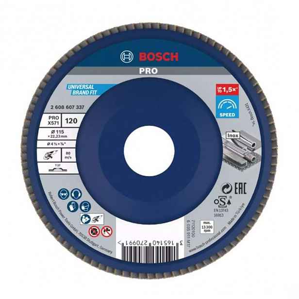 Bosch - Lamelový brusný kotouč na ocel, P120, průměr 115 mm 2608607337