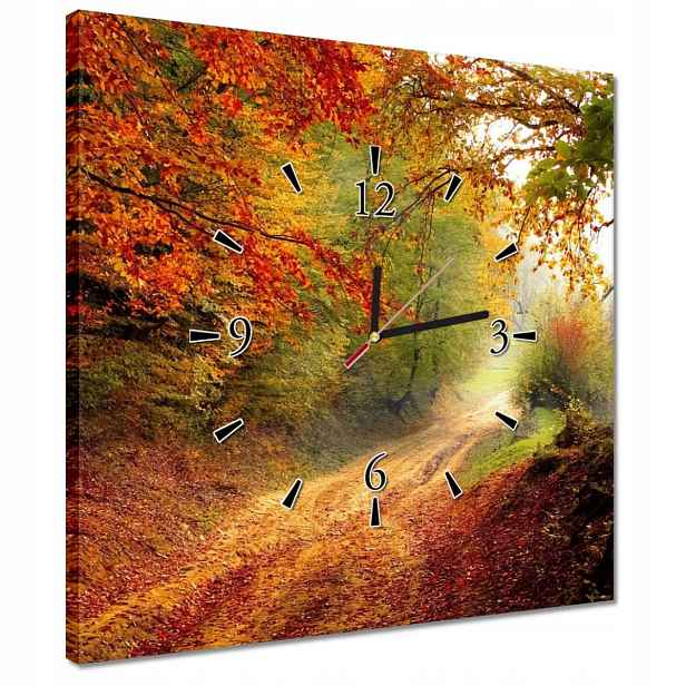 Hodiny 40x40 Cesta v lese podzim