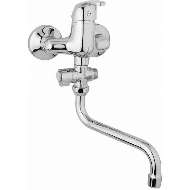 JB Sanitary Nástěnná umyvadlová a sprchová baterie SLIM, rozteč 100 mm, otočný přepínač, bez příslušenství, trubkové ramínko 300 mm A10 32 50