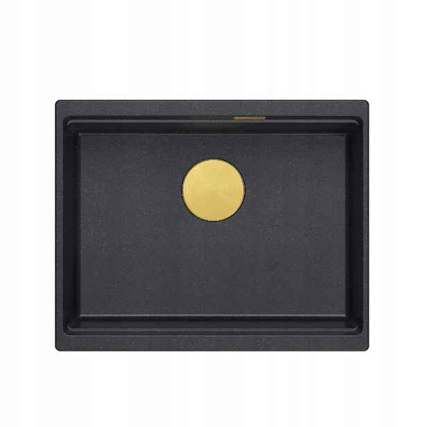 Quadron Logan 100 Granitový dřez 1-komorový 59,5x45,1x21,5 cm černý sifon