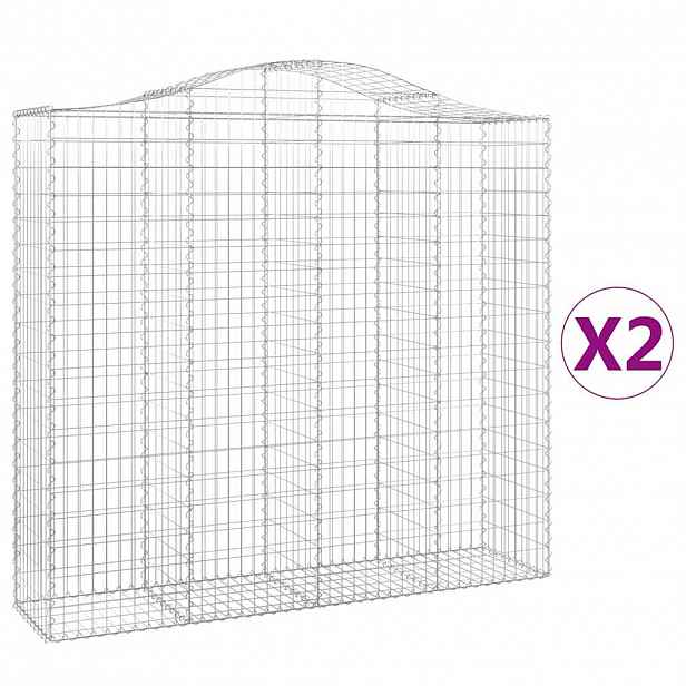 vidaXL Klenuté gabionové koše 2 ks 200x50x180/200cm pozinkované železo