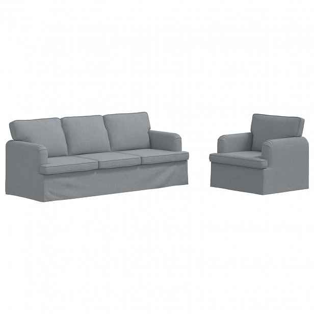 vidaXL Set pohovek 2 ks Světle šedá textil