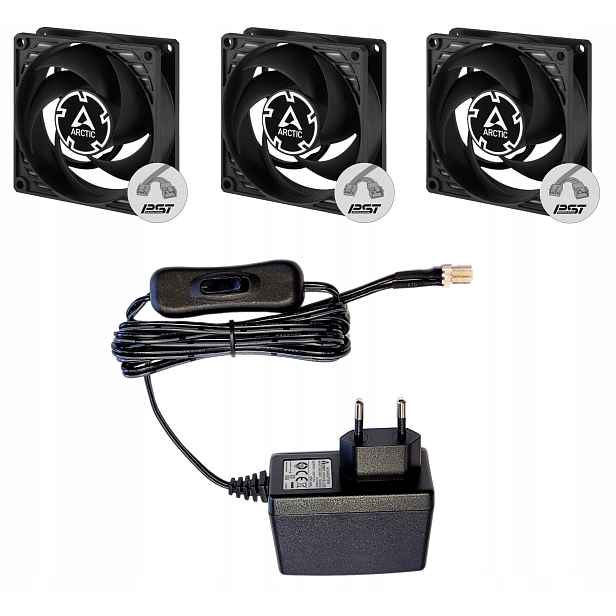 Termoventilátor pro ohřev 3x80 mm pro distribuci tepla z radiátoru