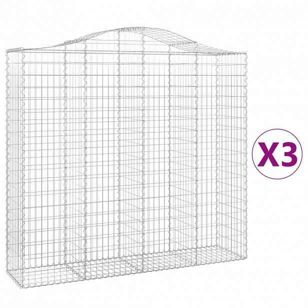 vidaXL Klenuté gabionové koše 3 ks 200x50x180/200cm pozinkované železo