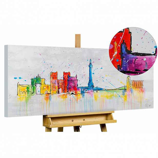 KUNSTLOFT RUČNĚ MALOVANÝ AKRYLOVÝ OBRAZ ŠEDÝ, 120/60 CM
